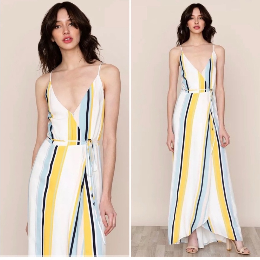Rush Hour Maxi Yumi Kim blue yellow white stripes Rayon NWT size xs Extra Small - Picture 3 of 9